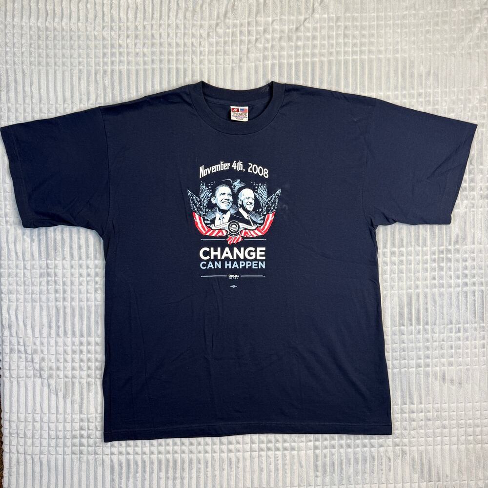 Vintage Obama Biden 2008 Campaign T Shirt Navy November 4th Change Can Happen